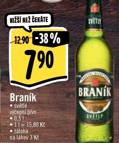Pivo světlé výčepní 10° Braník