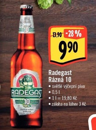 Pivo světlé výčepní Rázná 10° Radegast