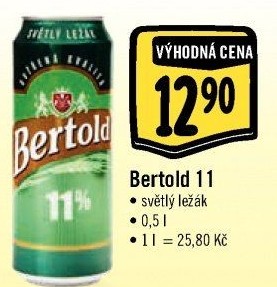Pivo světlý ležák 11° Bertold