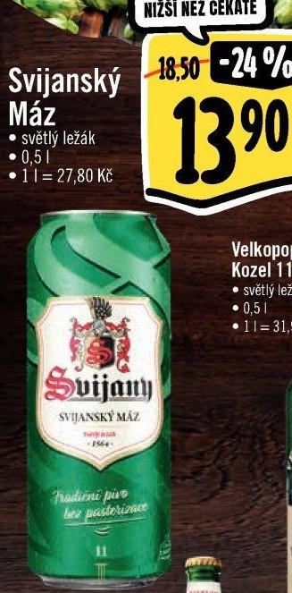 Pivo světlý ležák 11° Svijanský Máz Svijany