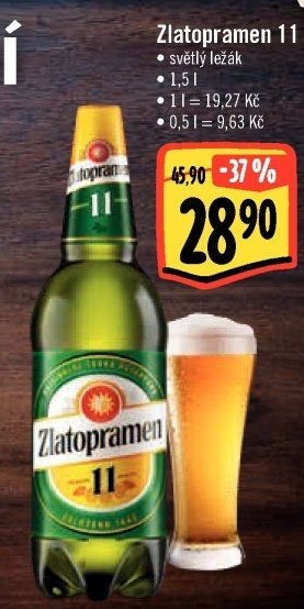 Pivo světlý ležák 11° Zlatopramen
