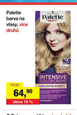 Palette barva na vlasy