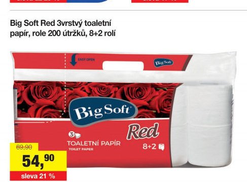 Big Soft Red 3vrstvý toaletní papír, 8+2 role