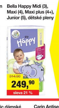 Bella Happy Midi (3), Maxi (4), Maxi (4+), Junior (5), dětské pleny