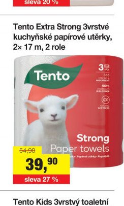 Tento Extra Strong 3vrstvé kuchyňské papírové utěrky, 2x 17 m, 2 role