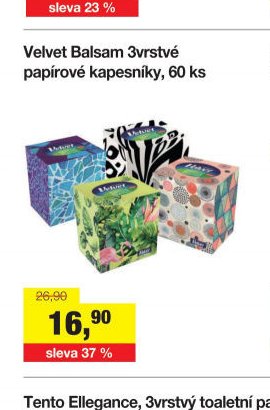 Velvet Balsam 3vrstvé papírové kapesníky, 60 ks