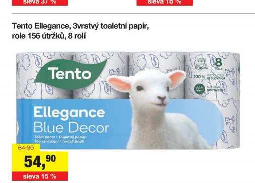 Tento Ellegance, 3vrstvý toaletní papír, role 156 útržků, 8 rolí