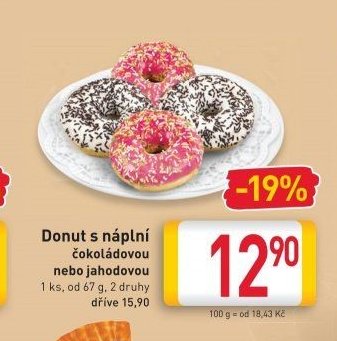 Donut s náplní čokoládovou nebo jahodovou