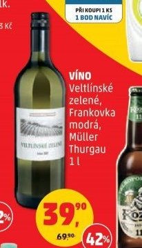 Víno Veltlínské zelené, Frankovka modrá, Müller Thurgau 1 l