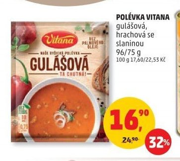 Polévka Vitana gulášová, hrachová se slaninou