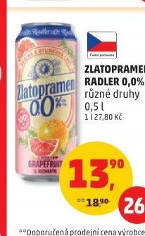 Zlatopramen Radler 0,0%