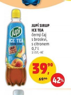 JUPÍ SIRUP ICE TEA černý čaj s broskví, s citronem 0,7 l