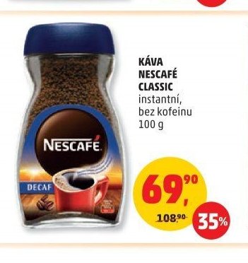 KÁVA NESCAFÉ CLASSIC instantní, bez kofeinu 100 g