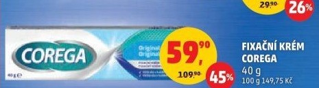 Fixační krém na zubní protézu Corega