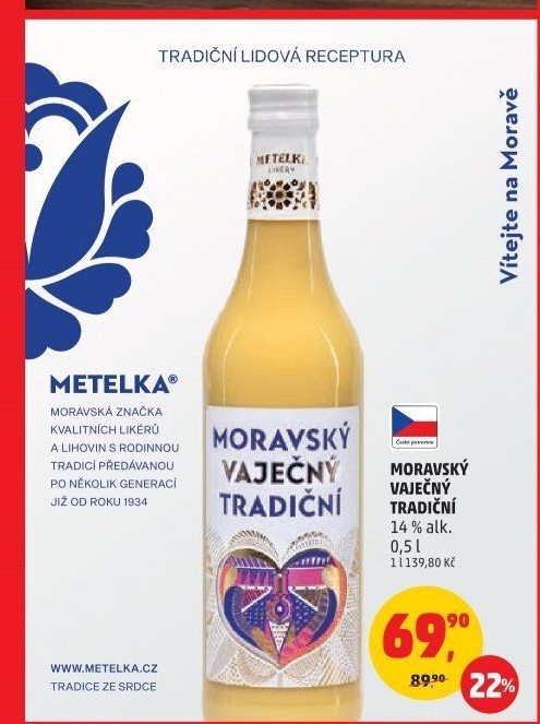 Likér vaječný moravský Metelka