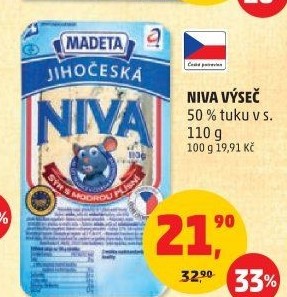 Sýr Niva Jihočeská 50% Madeta
