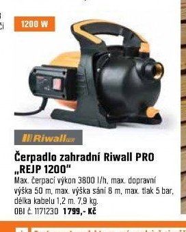 Čerpadlo zahradní Riwall PRO REJP 1200