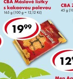 CBA Máslové lístky s kakaovou polevou