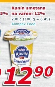 Smetana na vaření Kunín 12%