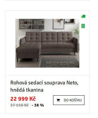 Rohová sedací souprava Neto, hnědá tkanina - ASKO akcniletaky.com