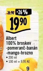 Albert 100% broskev-pomeranč-banán-mango-hrozno