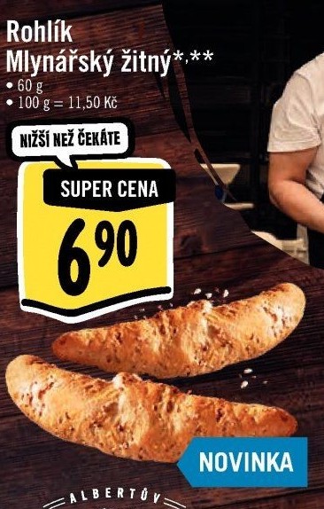 Rohlík Mlynářský žitný Albert
