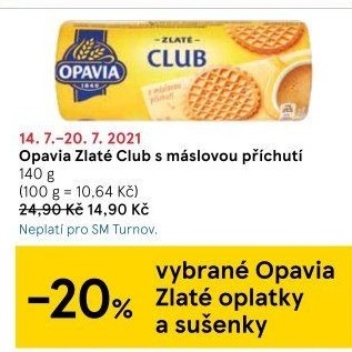 Sušenky Zlaté Club Opavia