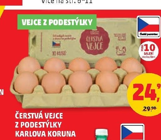 Čerstvá vejce z podestýlky Karlova Koruna