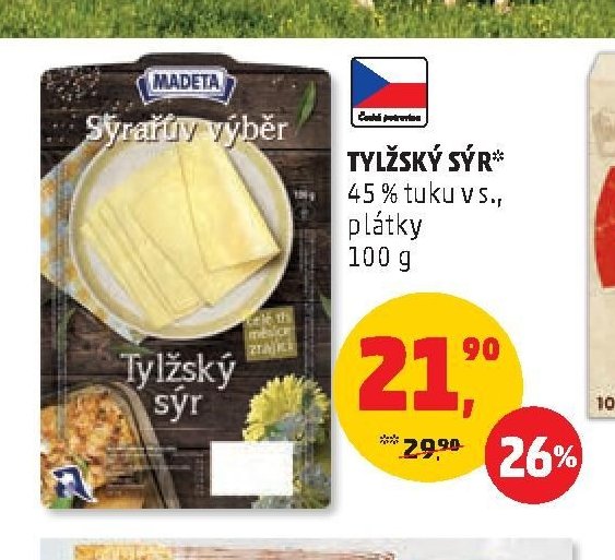 TYŽSKÝ SÝR 45 % tuku v s., plátky