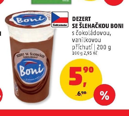 DEZERT SE ŠLEHAČKOU BONI s čokoládovou, vanilkovou příchutí
