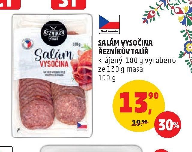 Salám Vysočina Řezníkův Talíř krájený