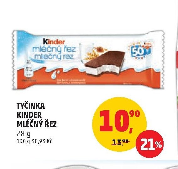 TYČINKA KINDER MLÉČNÝ ŘEZ