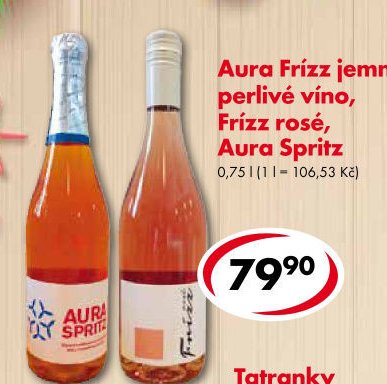 Aura Frízz jemně perlivé víno, Frízz rosé, Aura Spritz