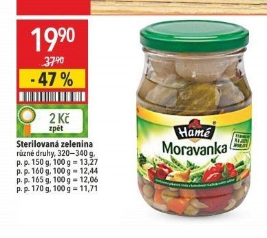 Sterilovaná zelenina Hamé Moravanka