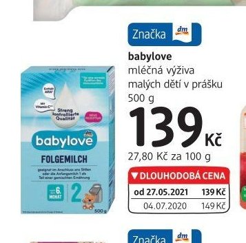 babylove mléčná výživa malých dětí v prášku
