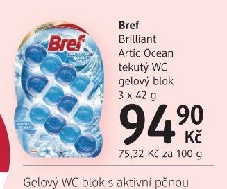 Bref Brilliant Artic Ocean tekutý WC gelový blok 3 x 42 g