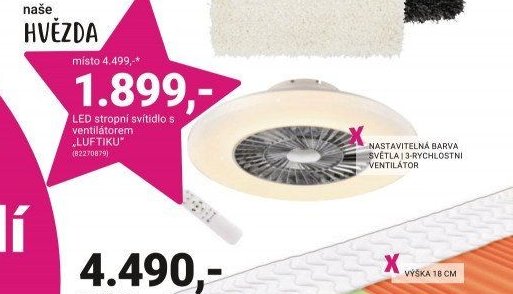 LED stropní svítidlo s ventilátorem LUFTIKU