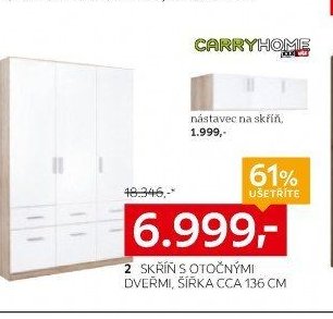 2 SKŘÍŇ S OTOČNÝMI DVEŘMI, ŠÍŘKA CCA 136 CM