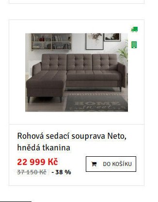 Rohová sedací souprava Neto, hnědá tkanina - ASKO akcniletaky.com