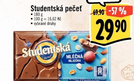 Čokoláda Studentská pečeť Orion