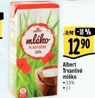 Mléko trvanlivé Albert - 3,5% plnotučné