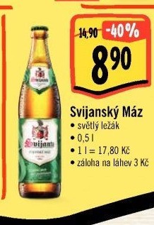 Pivo světlý ležák 11° Svijanský Máz Svijany