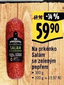 Salám se zeleným pepřem Na prkénko Kostelecké uzeniny