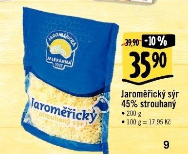 Sýr strouhaný 45% Jaroměřická mlékárna