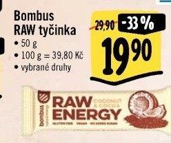 Tyčinka Bombus Raw bez lepku Energy