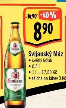 Pivo světlý ležák 11° Svijanský Máz Svijany
