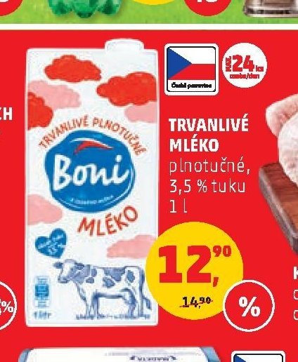 Trvanlivé mléko plnotučné 1 l
