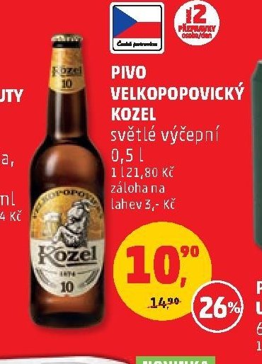 Pivo Velkopopovický Kozel 0,5 l