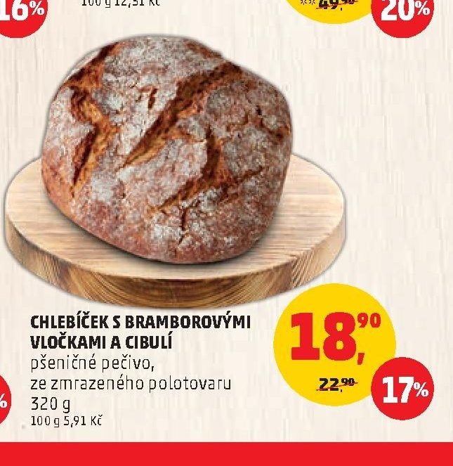CHLEBÍČEK S BRAMBOROVÝMI VLOČKAMI A CIBULÍ