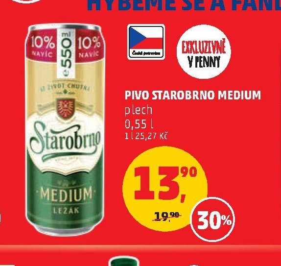 PIVO STAROBRNO MEDIUM plech 0,5 l